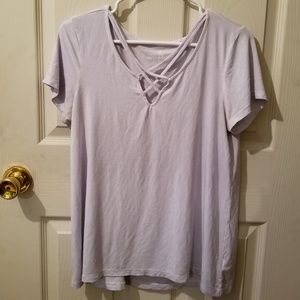 Periwinkle Cross Neck Tee